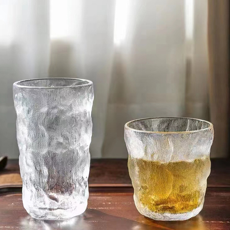 夏季简约啤酒杯蒙砂质感玻璃杯制品太阳花现货批发爆款杯子