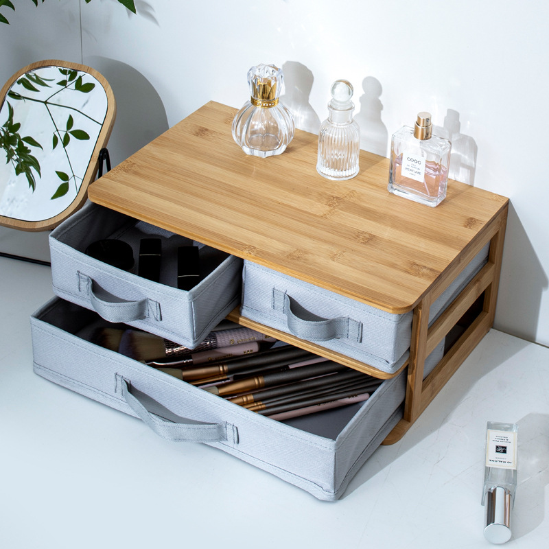 Caja de almacenamiento de cosméticos escritorio de alta sensación tocador lápiz labial ceja caja de acabado de gran capacidad de productos de cuidado de la piel estante