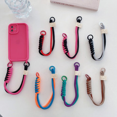 拼色打結手機掛繩創意短款編織相機掛繩手機殼鑰匙圈可拆防丟吊繩