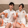 2022 lovers pajamas lady summer Borneol Short sleeved shorts sexy Korean Edition Cardigan Home Furnishings Two suit