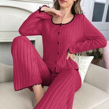 条亚马逊女士新款跨境睡衣家居服热卖磨开衫毛坑透气2025舒适