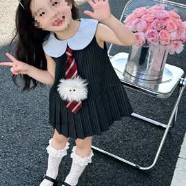 女童夏季学院风娃娃领背心裙2026新款儿童你山领结公主jk裙韩