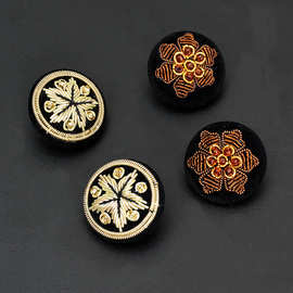 奢华高端手工刺绣印度丝金属五角星钮扣西装外套礼服辅料盘扣