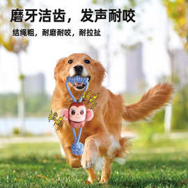 定制开发设计猴子绳结发声响纸互动狗狗宠玩具Bob磨牙毛绒玩具