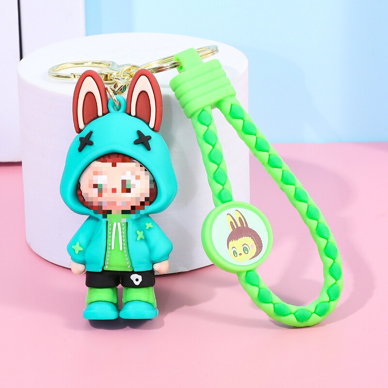 Labubu ラブブキーホルダー漫画出っ歯少年人形スクールバッグペンダント車のキーチェーン小さなギフト卸売|undefined