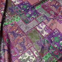 新款万马奔腾玫红色人丝织锦缎汉服提花面料新中式国风马甲布料