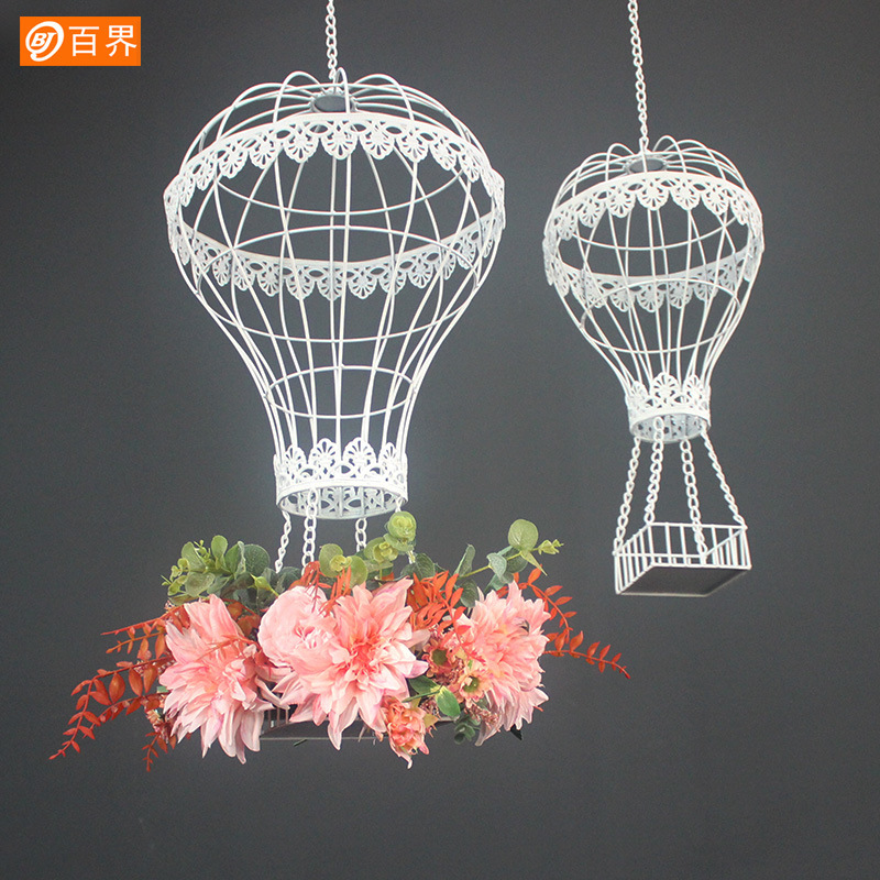 百家婚礼道具热气球挂饰空中吊顶装饰道具金色铁艺热气球小挂件