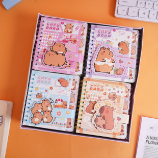 Xq-6412 Kapibala Coil Notebook Ins Cartoon A7 Loose-Leaf Notebook Multiple Styles Student Study Stationery Wholesale
