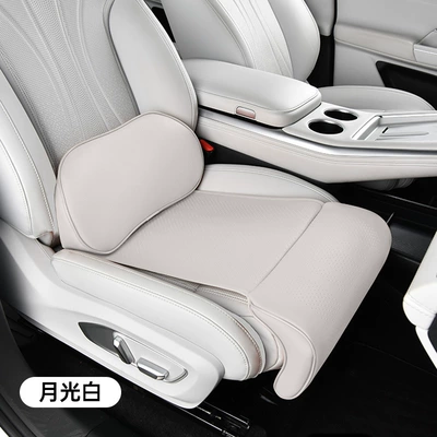 Car seat leg rest cushion upgraded with integrated lumbar support and extended foot support, suitable for all seasons, new interior accessory (Seat cushion, seat cover) - dot-pattern-leg-rest-integrated-waist-supportwhite