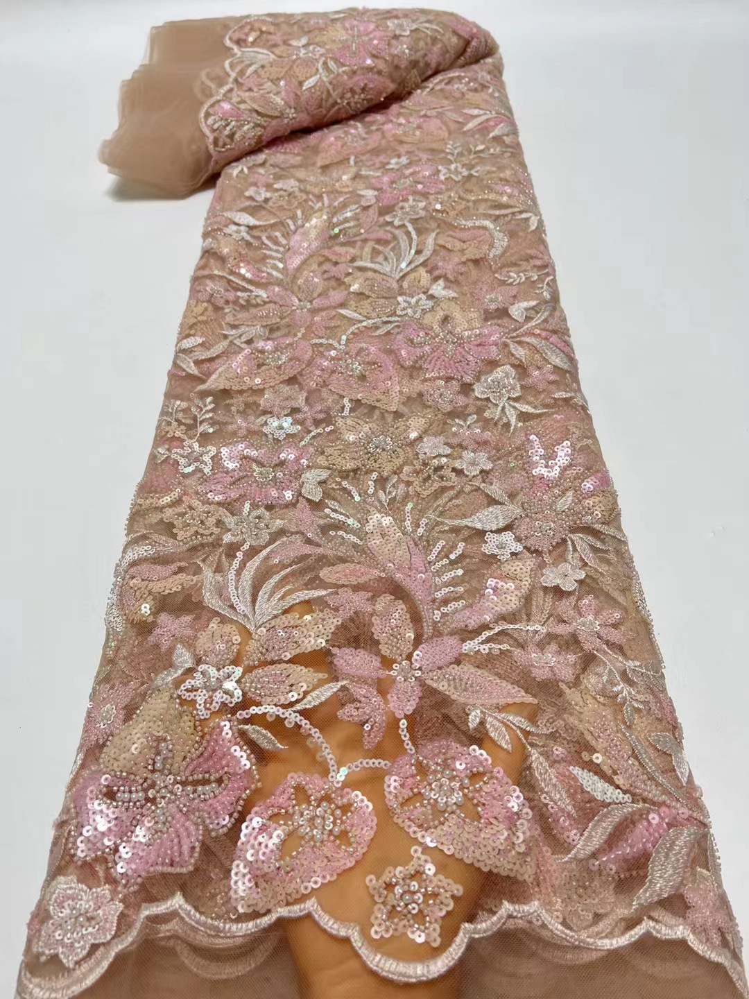 Color africano patrón lentejuelas bordado tela minoría vestido de novia danza moderna tela de moda JX3663 image 1