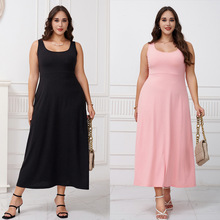 煜祺【现货清仓】大码女装欧美女夏季新款无袖修身显瘦气质连衣裙