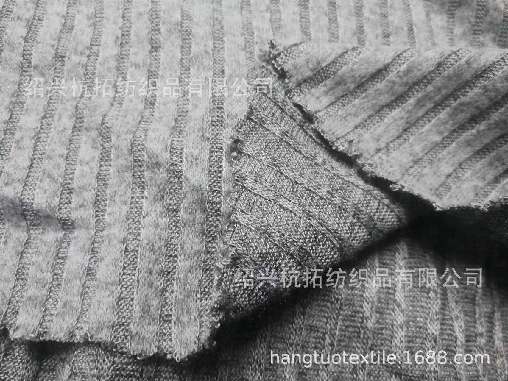 针织200g95%涤纶5%氨纶6*3麻灰色粗针拉毛罗纹涤氨纶粗针罗纹拉毛