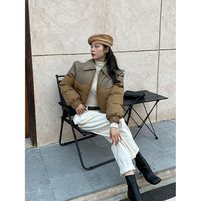 NEIHE Neher  Thirteen lattice Color matching Cotton clip thickening coat 2022 winter Long sleeve jacket 5862