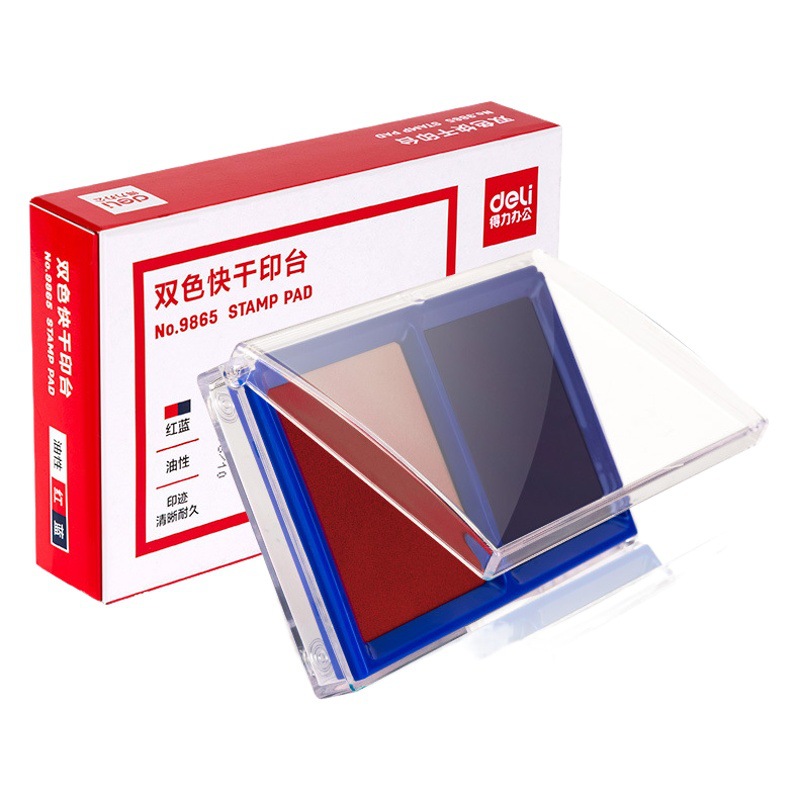 Deli 9865 mesa de impresión de dos colores rojo y azul mesa de impresión de dos colores rojo mesa de impresión azul para la oficina del Banco financiero image 1