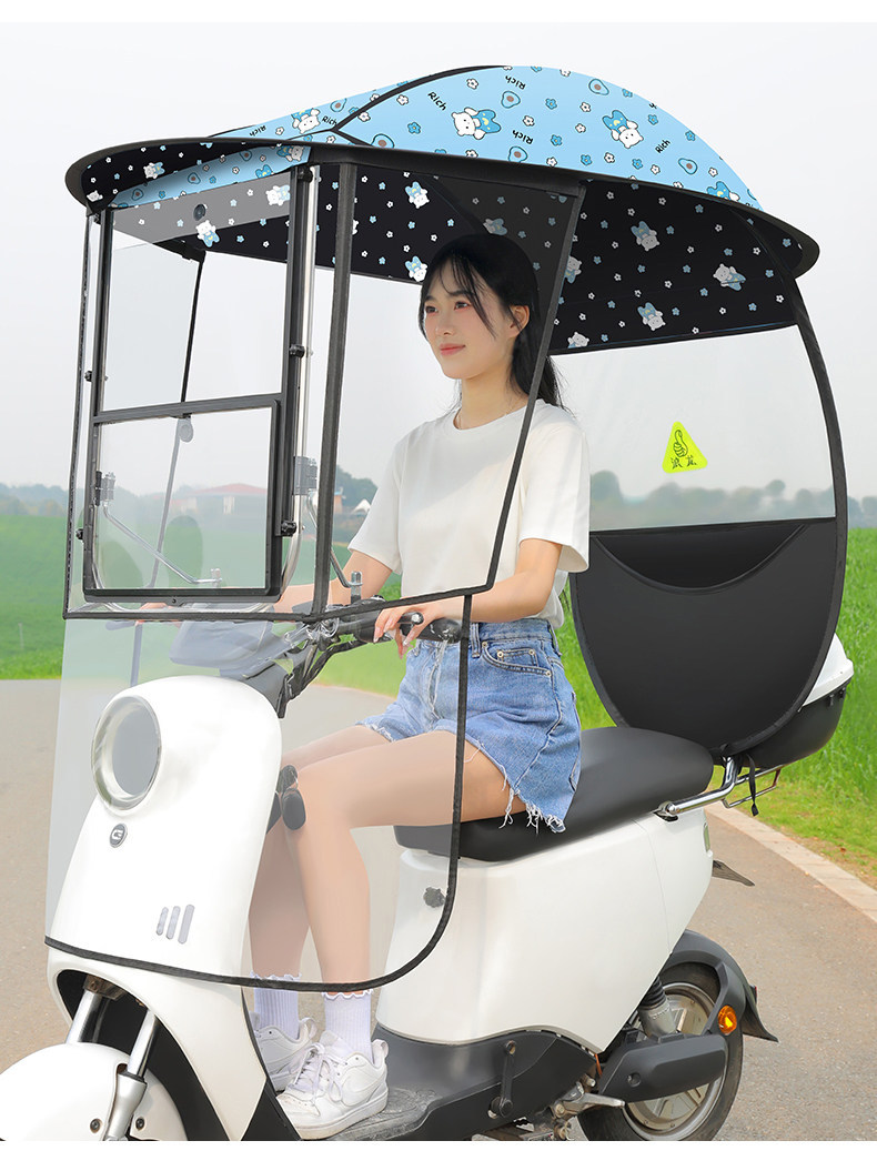 Dropshipping Electric Vehicle Rain Canopy, Wind Shield, Electric Motorcycle Sunshade Umbrella, Rainproof Canopy, Electric Vehicle Sun Protection Cover