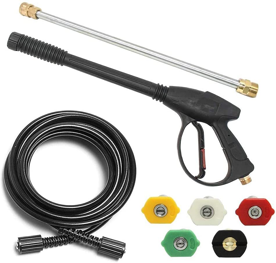 M22高压清洗水枪压力清洗枪4000PSI7.5米水管带延长杆喷头直喷式