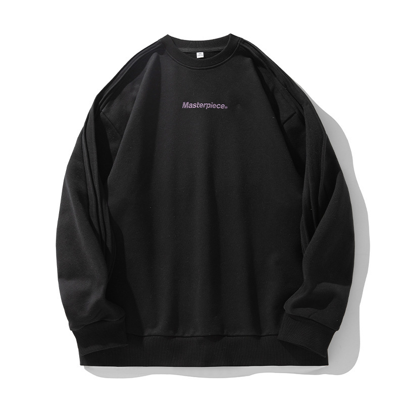 Heavyweight Crewneck Sweatshirt – Unisex Oversized Drop-Shoulder Tee With Detachable Sleeve Panels (M-XXL, Black/Sage Green/Beige, 54% Cotton Blend)_voghion.com
