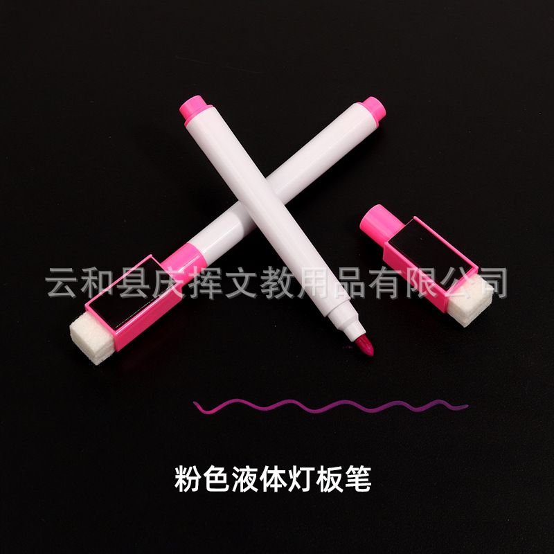 Directo de fábrica pizarra pluma soluble en agua tiza líquida borrable luz LED tablero de la pluma con el cepillo magnético rotulador