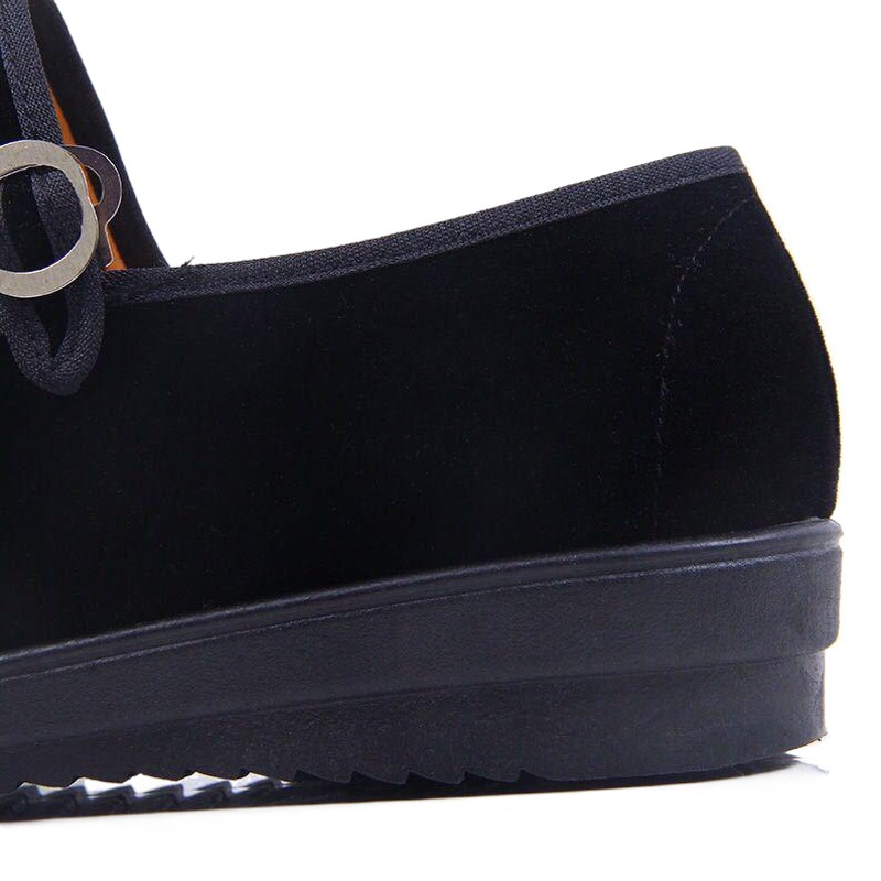 Old Beijing Cloth Shoes Work Shoes Women's Black Flat Heel Hotel Dancing Shoes Chinese Restaurant Waiter One Word Buckle Cloth Shoes