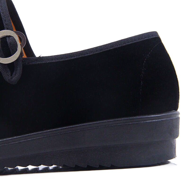Тканевая обувь Old Beijing Рабочая обувь Женская черная обувь для танцев на плоской подошве для отелей Китайский Ресторан Официант One Word Пряжка Тканевая обувь