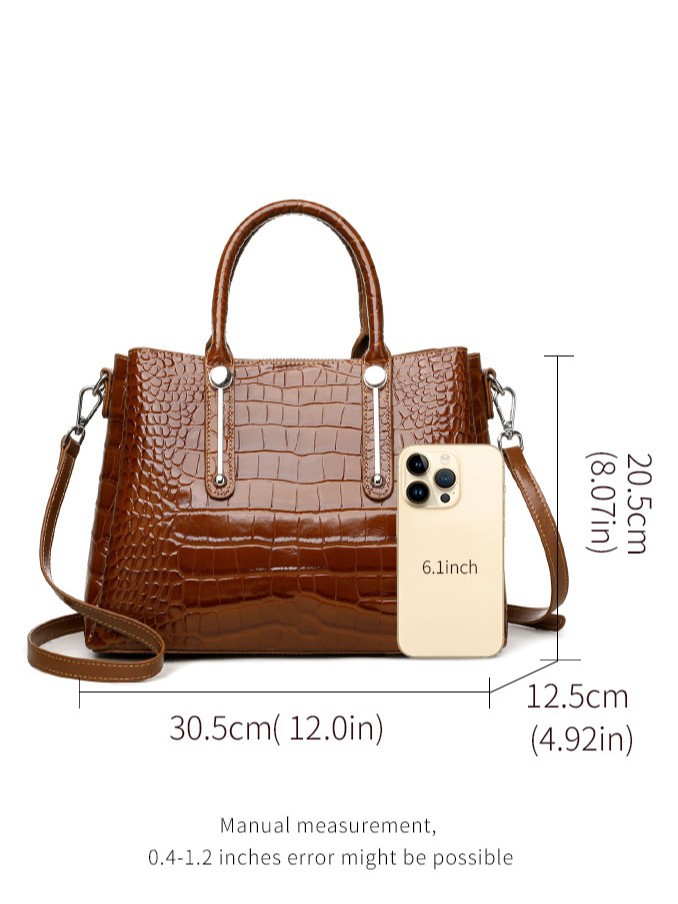 Bolsa de mano ligera y lujosa con estampado de cocodrilo. Gran capacidad de transporte. Temperamento de hombro simple. Bolsa de mujer de alto nivel. image 5