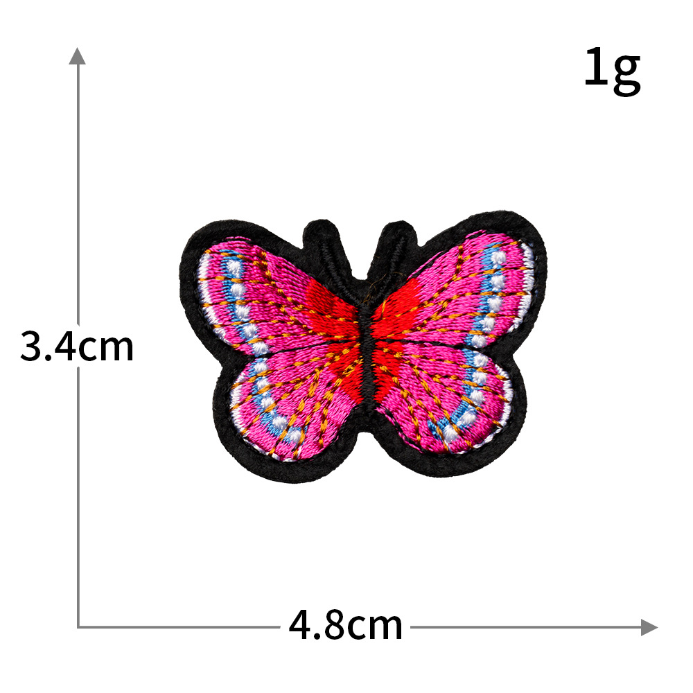Pegatinas de tela de bordado de mariposa de color, sin costura, bordado por computadora, accesorios de ropa de bricolaje, pegatinas decorativas, pegatinas de parche, personalización al por mayor
