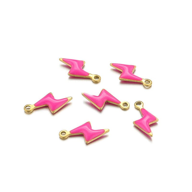 8g Weight Pendant Jewelry Making Type 5*10mm Jewelry Making Size DIY Jewelry Accessories Classification 20 PCS/Package Quantity 304 Stainless Steel Material Lightning Pattern Enamel Design Casual, Simple Style Style 20 PCS/Package 5*10mm 304 Stainless Steel Lightning Pendant 4