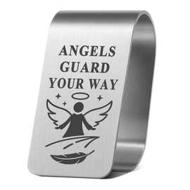 ANGELS GUARD YOUR WAY 不锈钢汽车遮阳板夹子 自定义图案票据夹