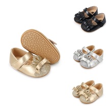 春秋新款0-12个月皇冠亮片婴儿公主鞋 魔术贴胶底舒适宝宝学步鞋