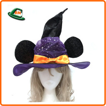 萬聖節巫師帽子 新款大耳朵黑玫瑰花帽 巫師酒吧KTV可愛時尚帽子