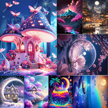 外贸跨境5d钻石画梦幻风景 满钻diy钻石绣满钻魔方圆钻工艺装饰画