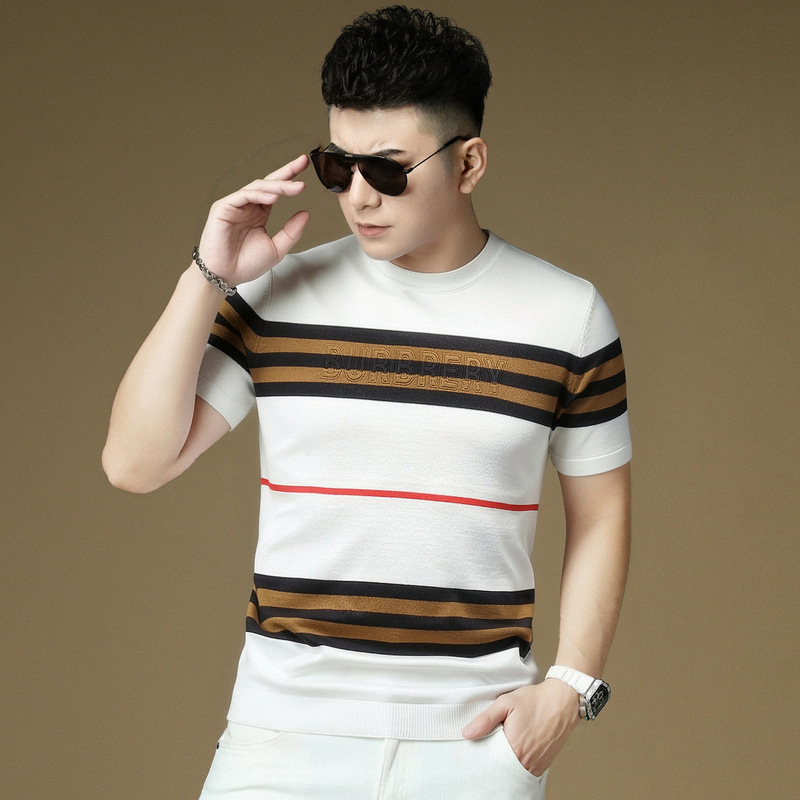 2026 Autumn/Winter New Men's Round Neck Pullover Knit Shirt Short Sleeve Fashion Casual Base Shirt T-shirt Item No. 82612