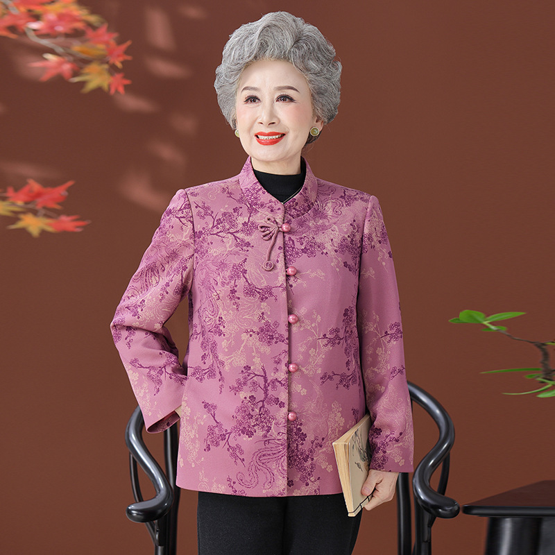 奶奶秋装外套长袖大码洋气中老年女装妈妈春秋上衣老人老太太衣服|undefined
