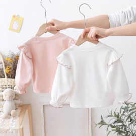 春秋新款婴儿打底衫白色4粉色女宝宝长袖恤1岁女宝上衣