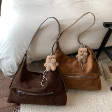 秋冬复古麂皮绒包女2025新款大容量通勤托特包韩版时尚单肩斜挎包