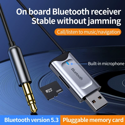 New Product Wireless Car Bluetooth Receiver 5.4 Old-Fashioned Audio Adapter Tf Truck Car (Bluetooth Hands-free dəstləri)