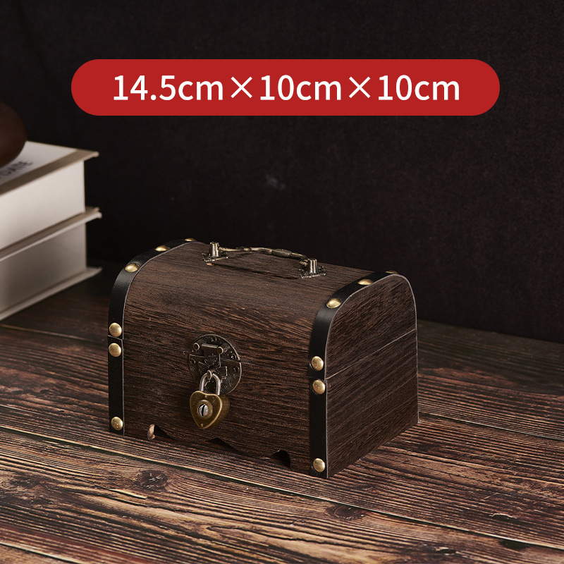 Alcancía de madera maciza para niños con cerradura, solo depósitos, sin retiradas, caja de ahorros de madera, gran capacidad, cofre del tesoro de moda en TikTok, transfronterizo.