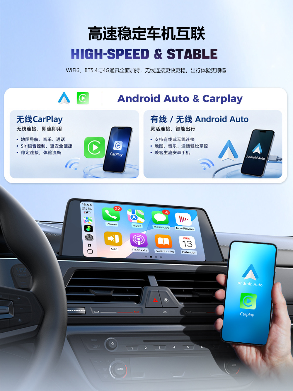 Customized 9/10/ 12.95inch Qualcomm Octa-Core Android 15 Car Navigation HD Wireless CarPlay Car System