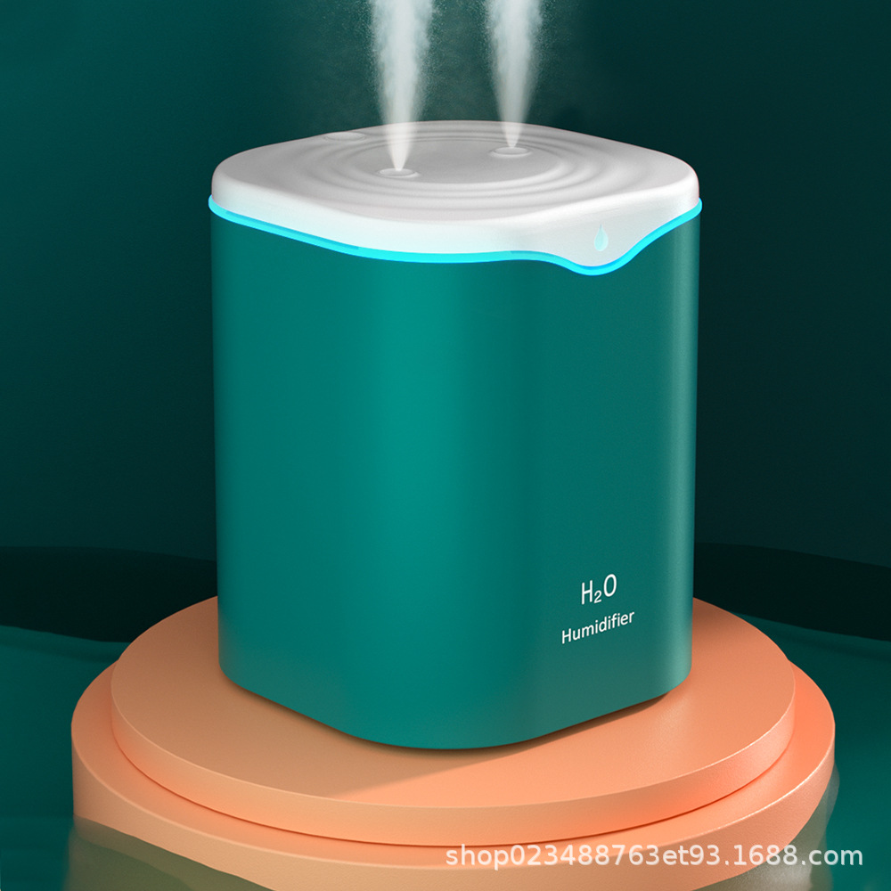 Humidificador USB de doble pulverización 2L, gran capacidad, silencioso para dormitorio u oficina
