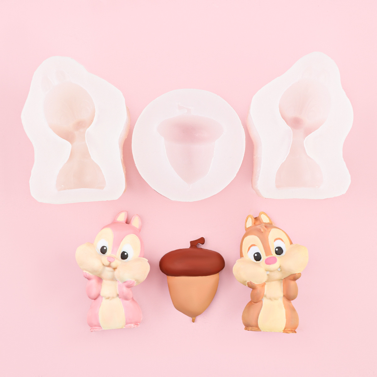 Fondant diy tema de dibujos animados ardilla pastel piñas molde de chocolate decoración molde de silicona epoxi yeso vela