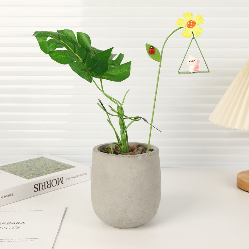 クロスボーダー金属樹脂フラワーアレンジメント装飾品かわいい動物多肉植物植木鉢マイクロ風景ホーム植木鉢装飾|undefined