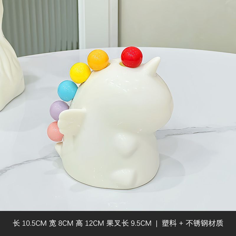 新しいかわいいユニコーンフルーツフォーク家庭用ステンレス鋼ライト高級保存瓶セットデザートフォークインターネットセレブ|undefined