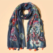 B 43221 Bohemian Print Scarf ��������ӡ��˿�� �羳ŷ��