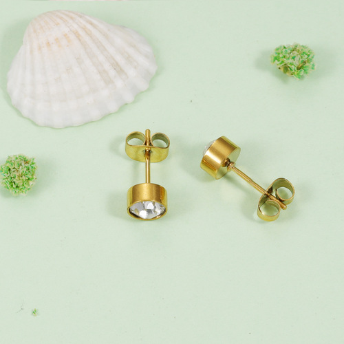 Cross-border new product gift for couples and besties, simple and fashionable Czech diamond earrings, stainless steel December birthstone earrings