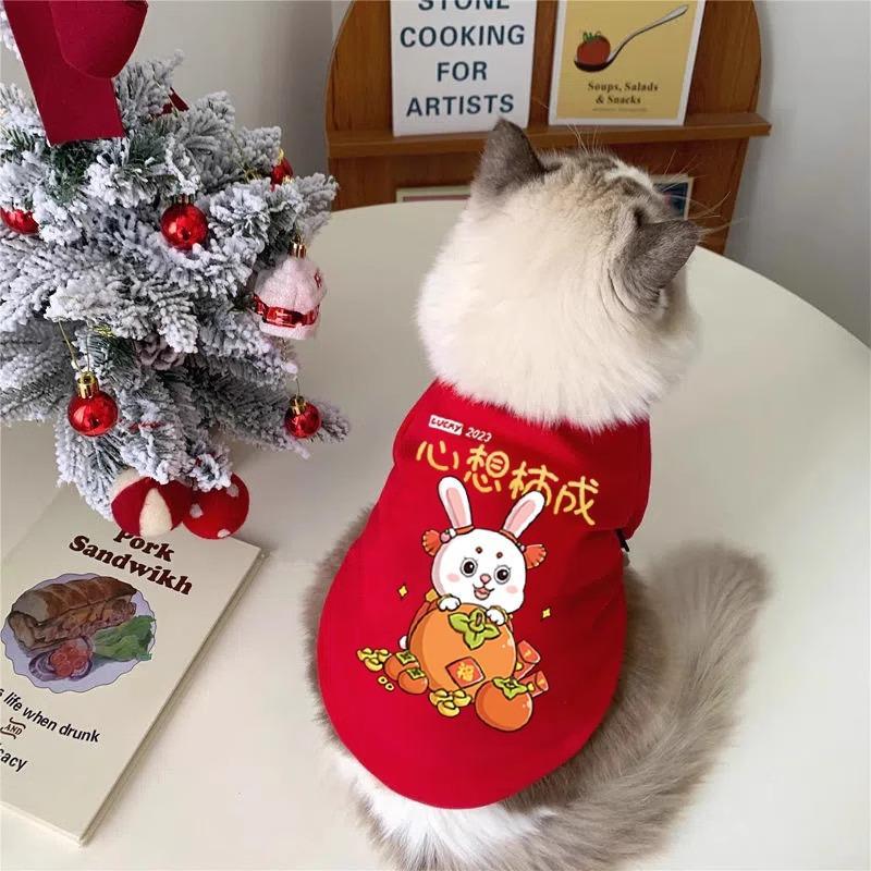 Ropa de felino de peluche otoño y invierno mascotas de Navidad de dos patas suéter gato azul gato muñecas de tela corta gato anti-pillo gatito gatito