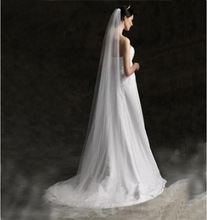 新款新娘婚纱头纱简约单层长款拖尾头纱带发梳厂家批发