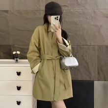 英伦风中长款风衣女2024秋季新款翻领腰带设计感小众气质显瘦外套