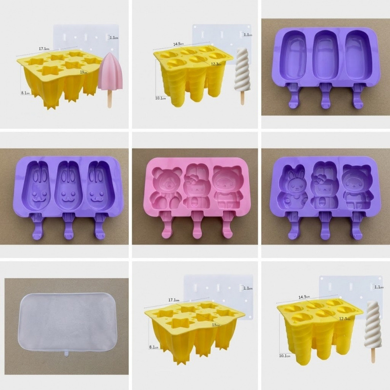 Yanying's best-selling cross-border multi-piece silicone ice cream mold, food-grade ice cream popsicle mold with lid for DIY ice cakes