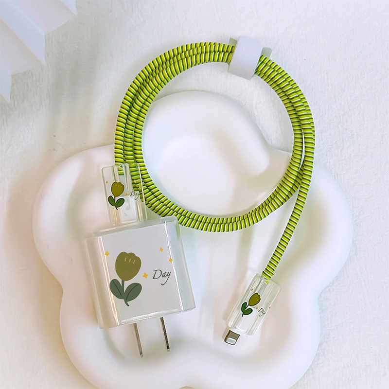 Adecuado para Apple cargador de carga rápida impresión suave caso transparente funda protectora cable morder dispositivo caso cargador funda protectora