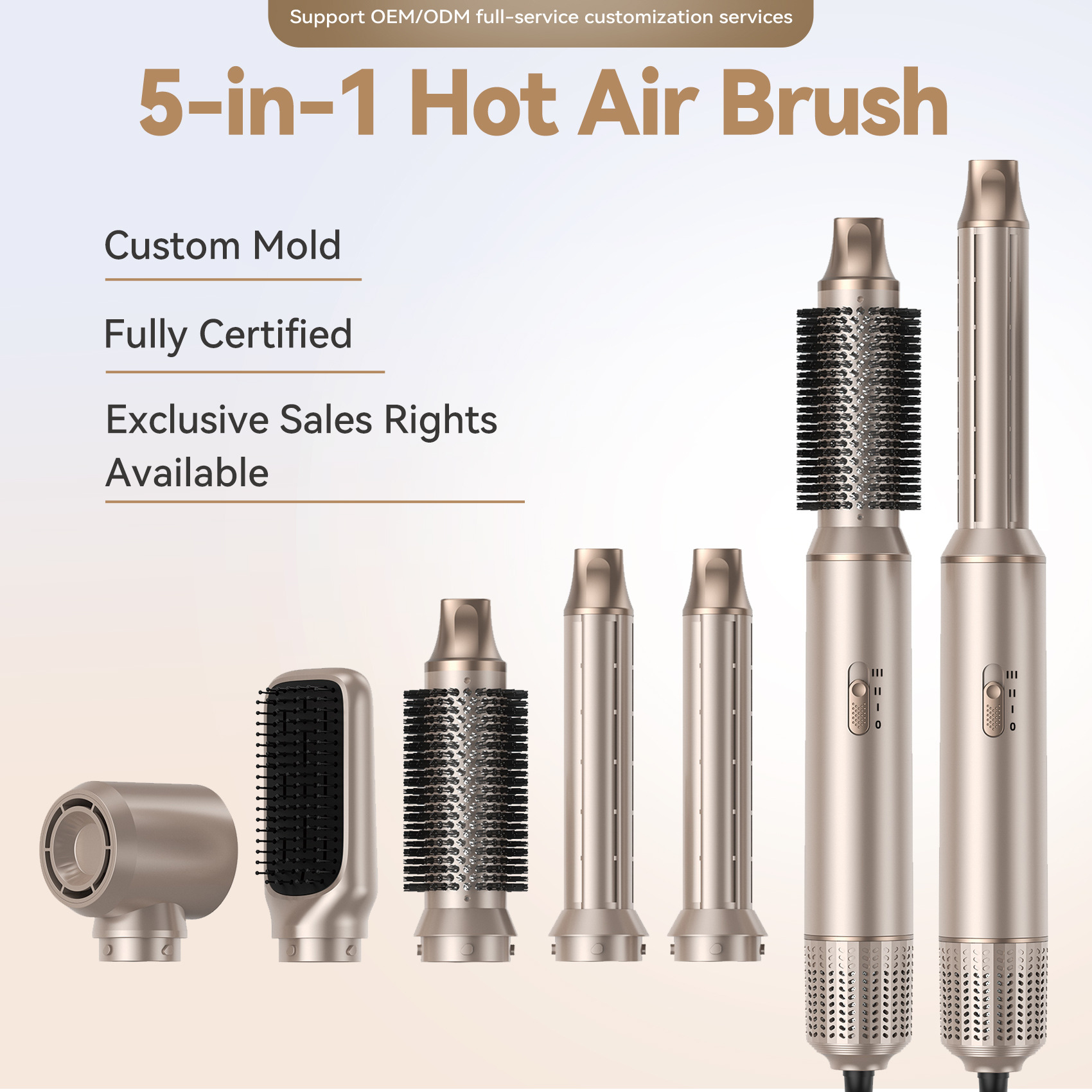 Cross-border bestseller hot air comb 5-in-1 multifunctional styling hair dryer with high-power brush motor hot air comb wholesale